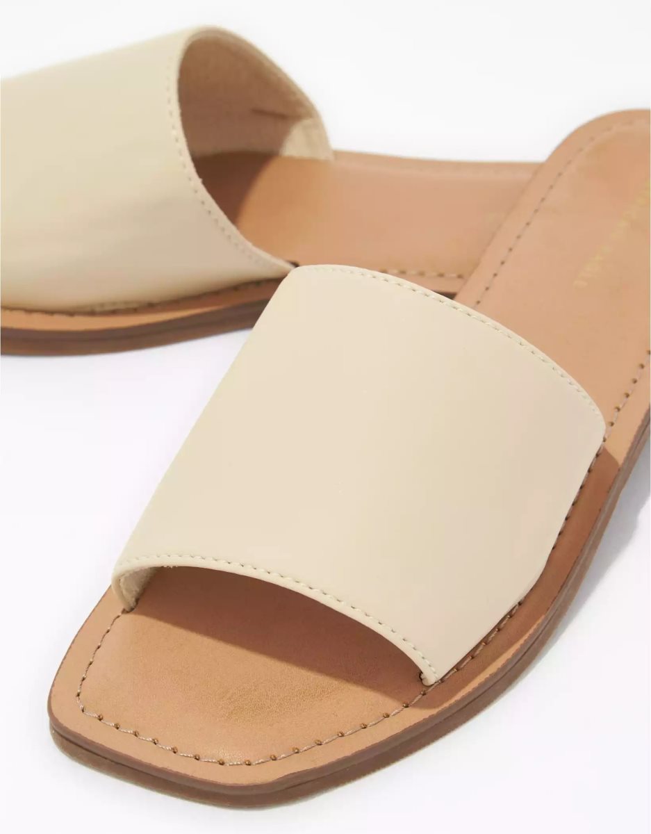 Sandales American Eagle AE Square Embout Claquette Beige Kaki Femme | VWR-75558730